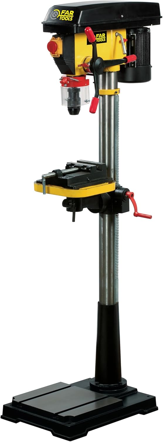 Fartools Perceuse colonne 750W, hauteur 1580mm, col de cygne 176m, mandrin autoserrant 16mm, 16 vitesses de rotation 180-2770tr/min, étau 100mm – Image 2