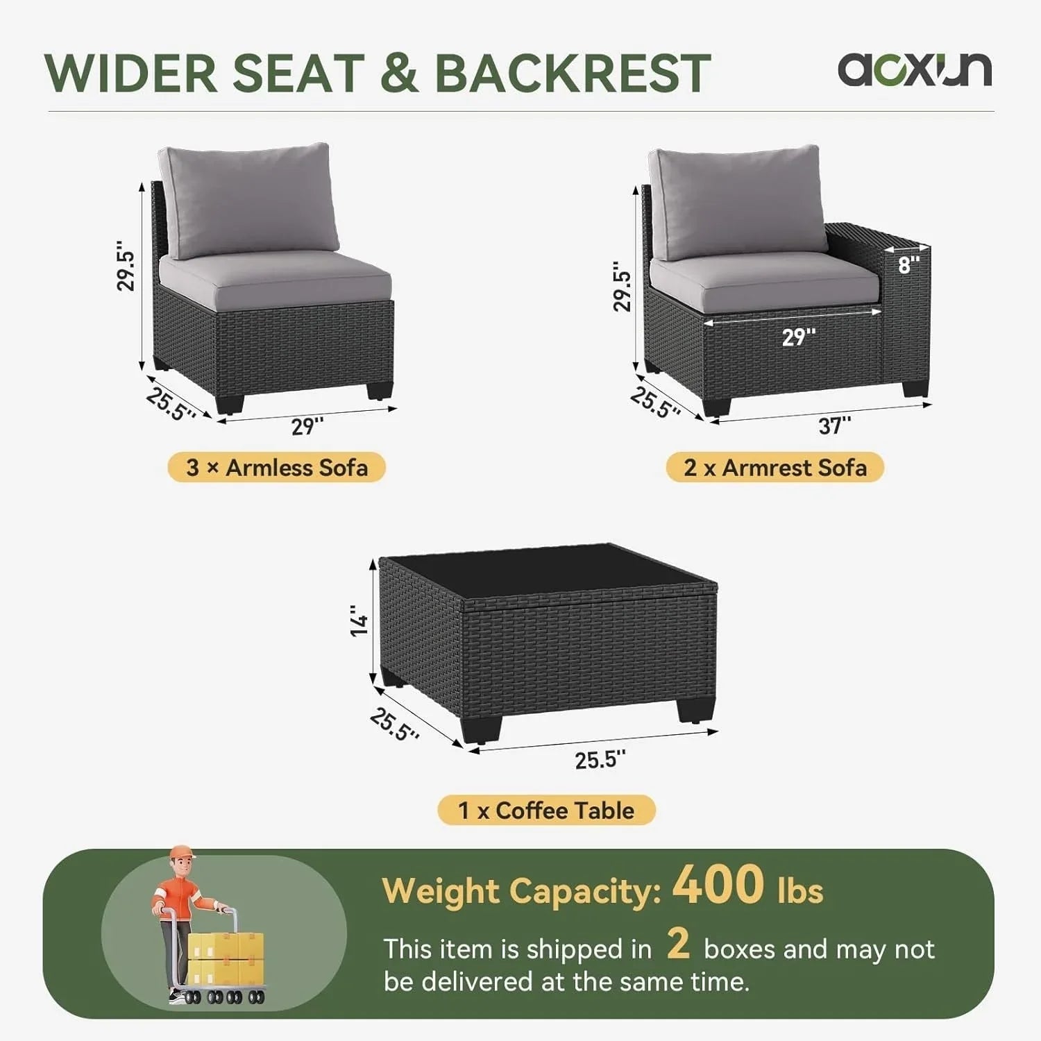 Outdoor Patio Furniture Sets with 4in Thicken Cushion – Image 48
