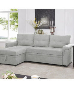 Convertible Reversible Sectional Sofa with Pull-Out Sleeper Bed, Hidden Storage Chaise, and Durable Legs
