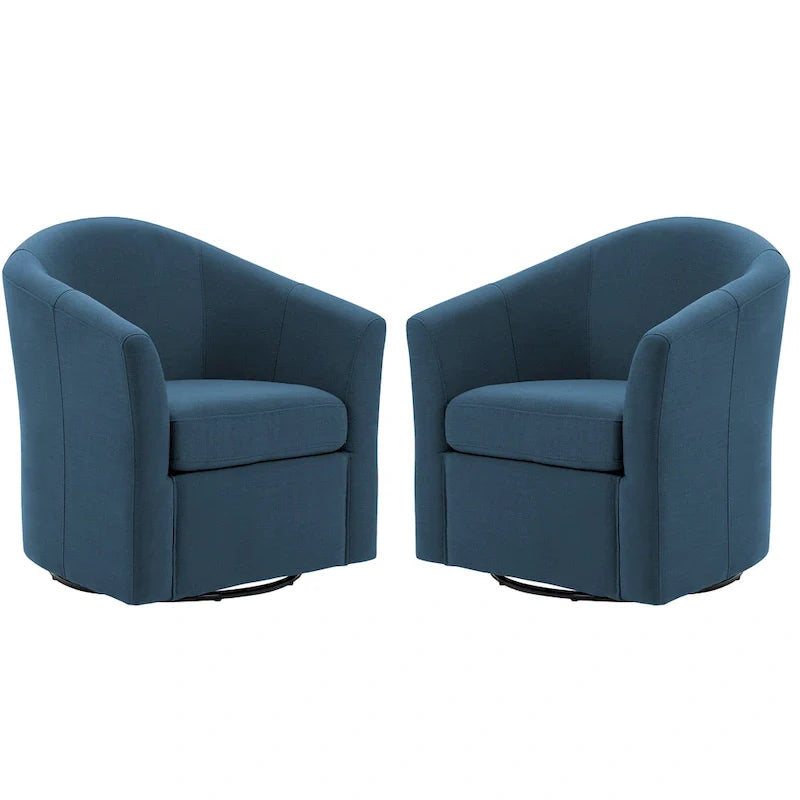 Set of 2 Modern Upholstered Swivel Barrel Chair Living Room Accent Chair – Image 27