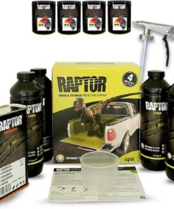 Set de revêtement Raptor 4 pièces incluant pistolet UBS + 4x 0,1 L de concentré de peinture Raptor. Toutes les couleurs RAL/Upol (RAL 7005 gris souris)