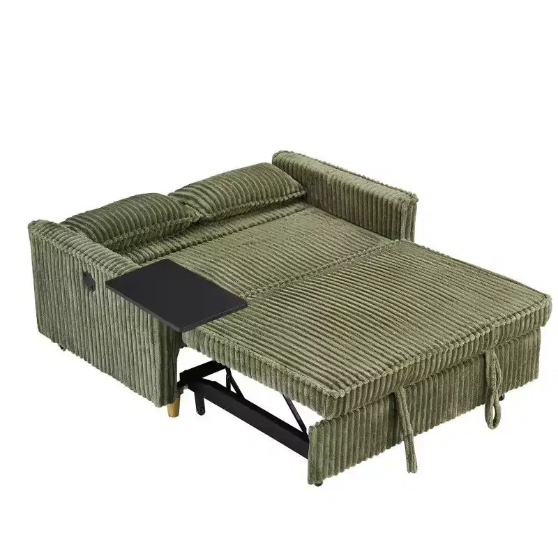 TUYOHW Space-Saving Convertible Sofa,Corduroy Sofa Bed with Movable Tabletop & USB Port,Multi-Functional Loveseat for Living Room – Image 23