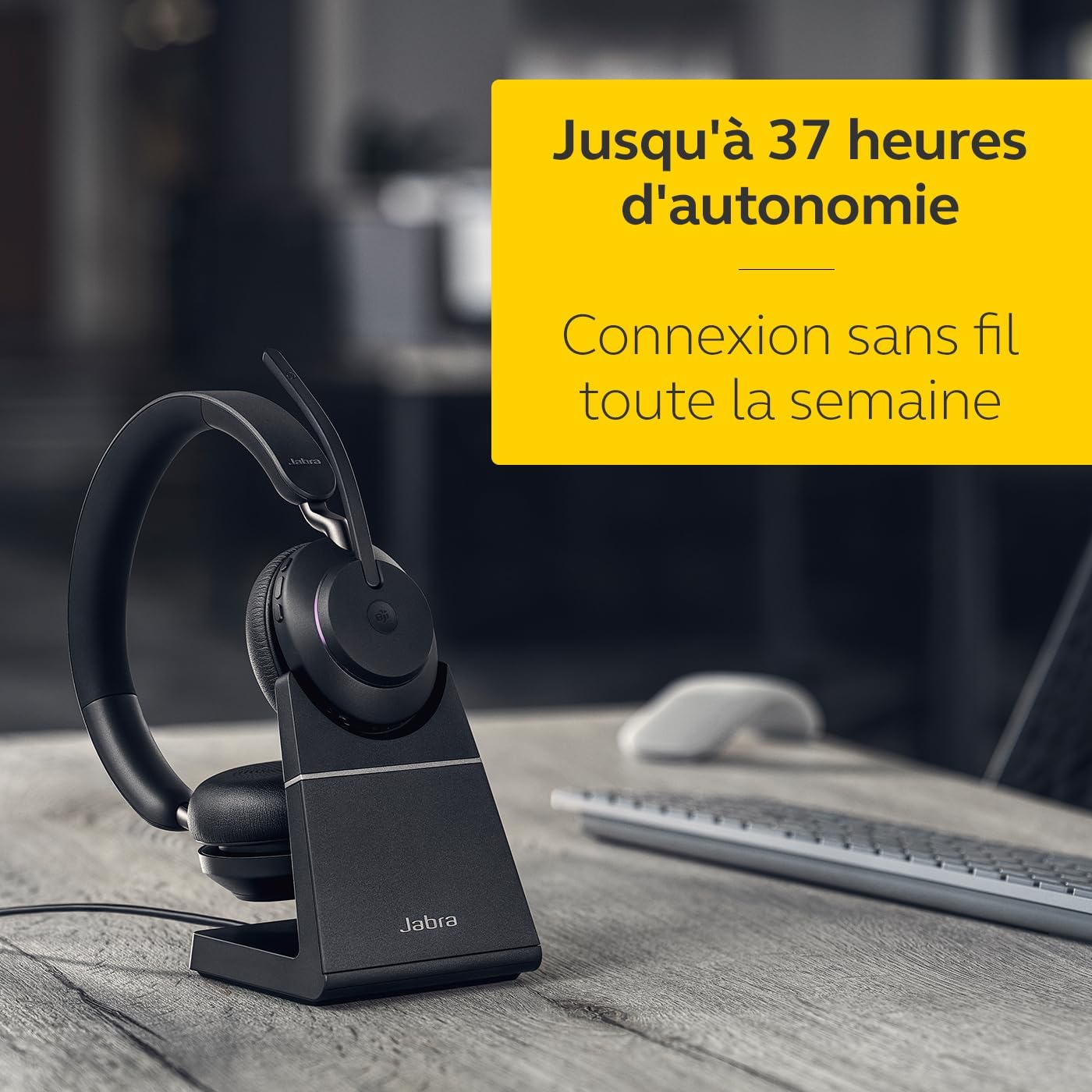 Jabra Evolve2 65 Casque PC Sans Fil avec Station de Charge - Casque Audio Certifié Microsoft Teams avec Batterie Longue Durée - Adaptateur Bluetooth USB-C - Noir – Image 10