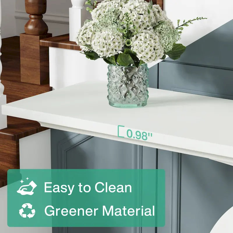 59 Inch Console Table for Entryway, White Farmhouse Sofa Tables for Living Room – Image 5