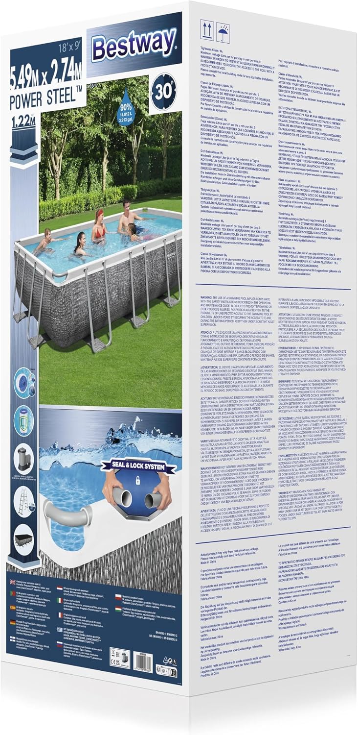 Bestway Piscine Hors Sol Rectangle Power Steel 549 x 274 x 122 cm rotin Gris – Image 6