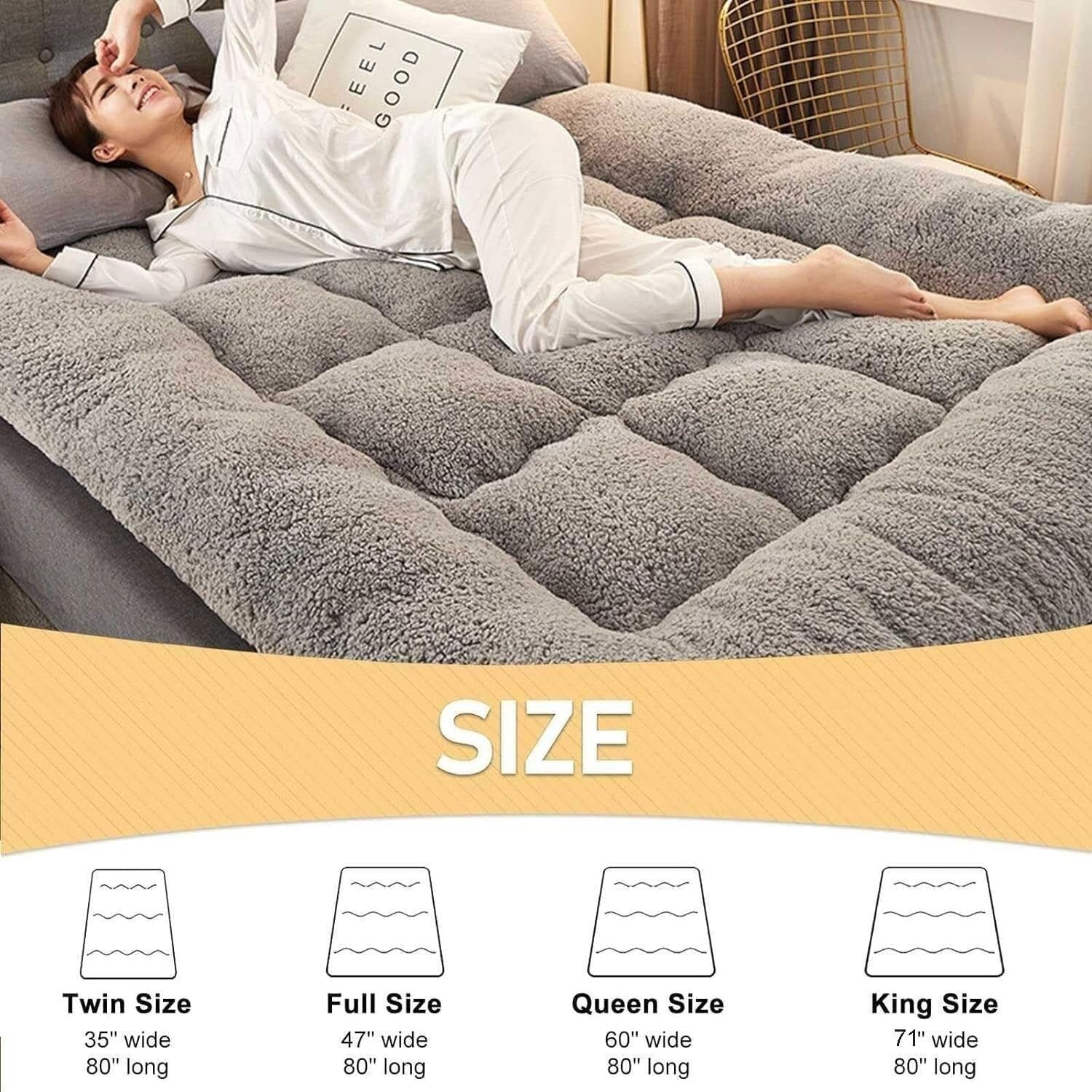 Matelas Futon Japonais, Matelas Futon Extra Épais Et Moelleux, Matelas De Couchage Super Doux Et Poilus Enroulables, Tapis De Couchage Portable, Matelas De Canapé, Lit D'invité – Image 7