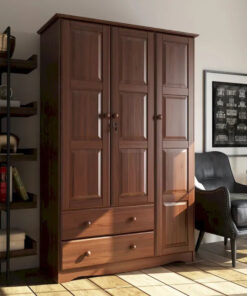 Alternative view of 3-Door Wardrobe Armoire - White/Mocha/Java - Solid Wood