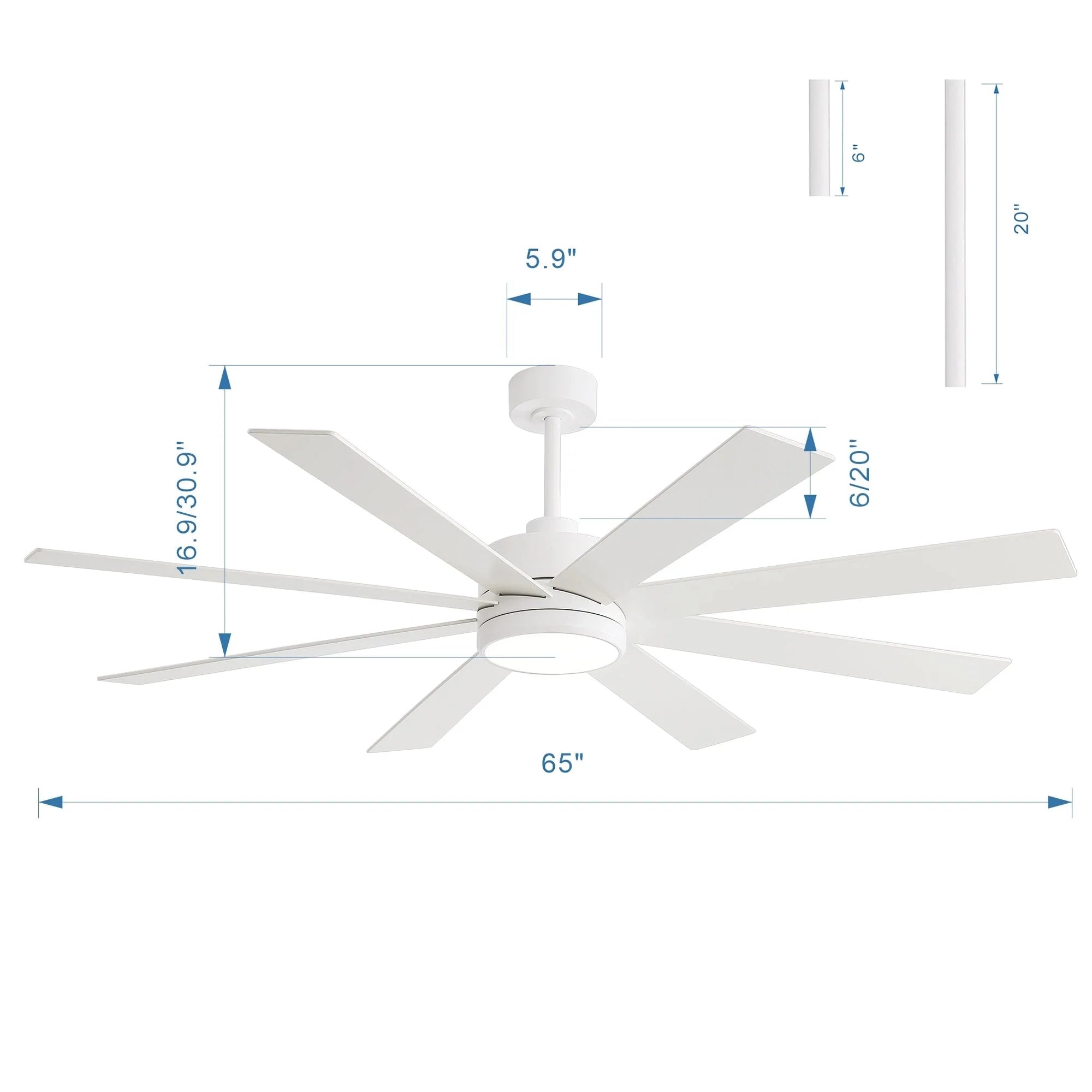 65 Inch 8-Blade Black LED Ceiling Fan with Light and Remote – Image 61