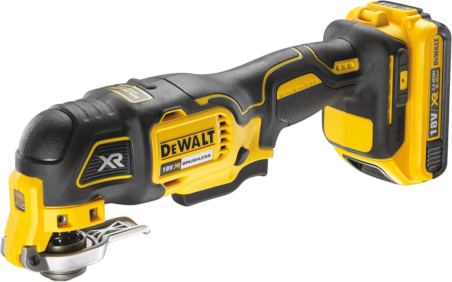 Multi-Cutter Brushless - XR 18V - DCS355D2-QW - Multi-Cutter sans Fil en Coffret avec 2 Batteries, Chargeur et 32 Accessoires - Outil Idéal pour Découpe et Ponçage - 20000 orb/min Argenté – Image 2