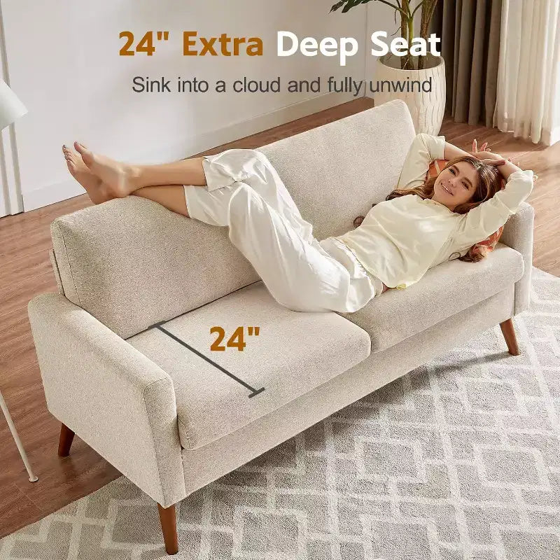 68 Loveseat Sofa Comfy Couch,Modern Loveseat Couches for Living Room/Bedroom,Comfy Sofa with Spring Cushion,Solid Wood,Tool-Free Assembly – Image 44
