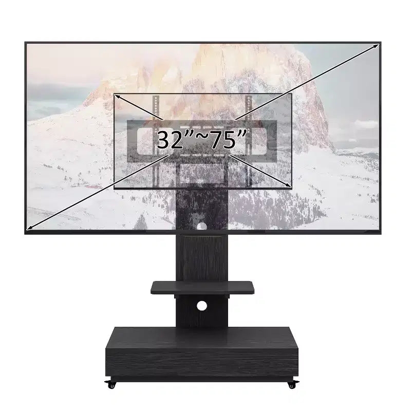 TV Stand for 32-75 TVs, Adjustable Height Mobile TV Cart with Drawer and Wheels for Living Room, Bedroom, Offices -ModernLuxe – Image 2
