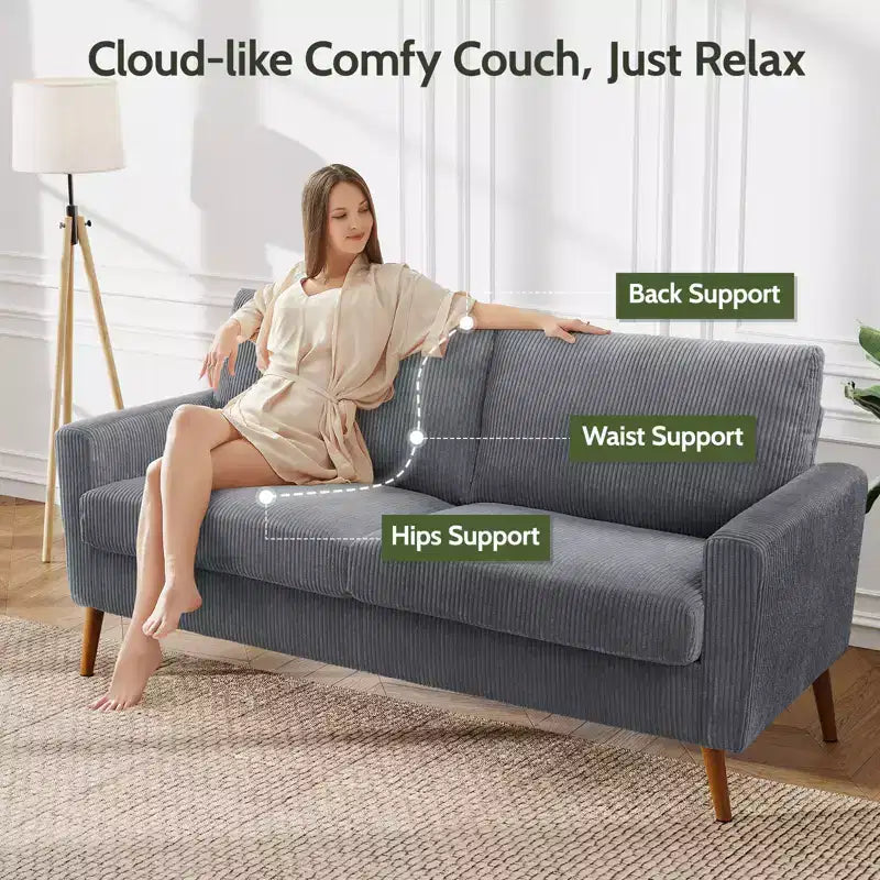 68 Loveseat Sofa Comfy Couch,Modern Loveseat Couches for Living Room/Bedroom,Comfy Sofa with Spring Cushion,Solid Wood,Tool-Free Assembly – Image 23