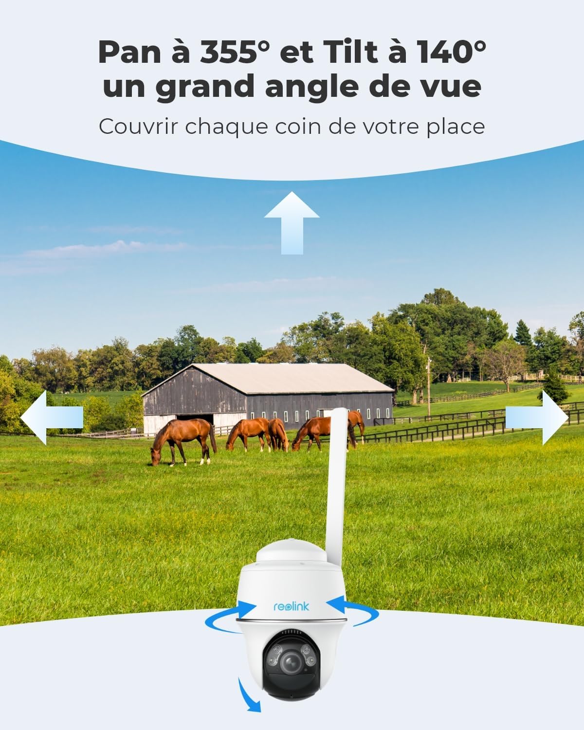 Reolink 3G/4G LTE Camera Surveillance Extérieure avec Carte SIM+microSD 32Go, 5MP Caméra Solaire PT, Détection Intelligente, Vision Nocturne Couleur, Audio Bidirectionnel, Go PT Plus+Panneau Solaire – Image 4