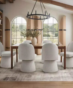 Set of 6 Modern 360 Swivel Armless Dining Chairs with Pedestal-style Base, Elegant Accent Chairs for Kitchen, Dining Room, or Office-Panipeachy