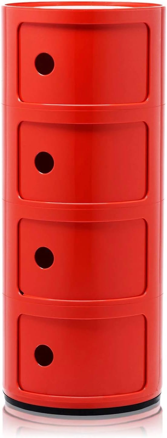 Kartell Componibili, Conteneur 4 éléments, Rouge, Base ronde