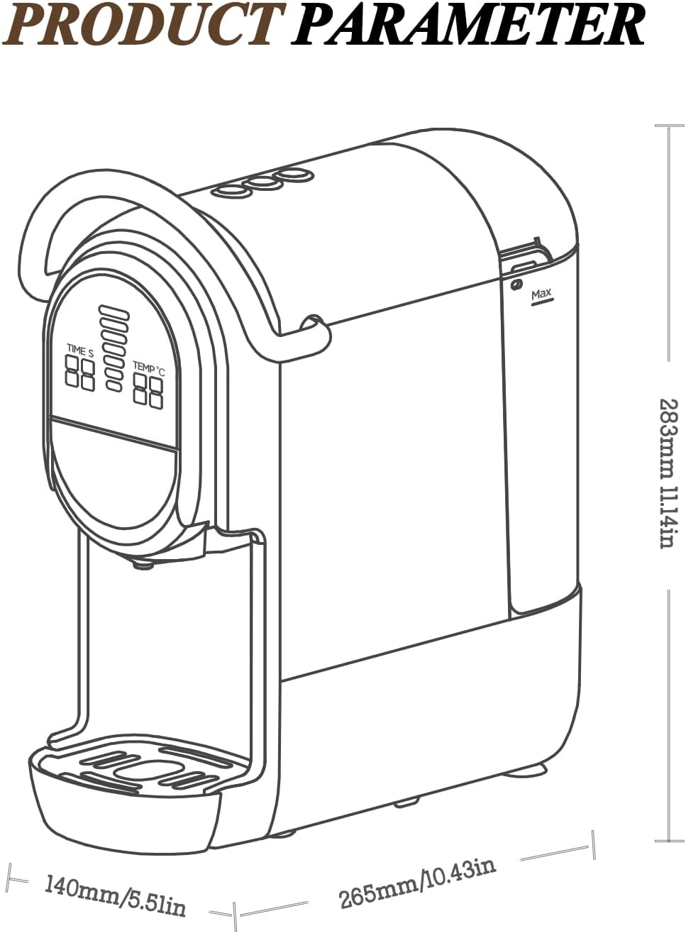 Cafelffe Machine à café automatique, cafetière à capsules 4 en 1 avec température réglable et 7 temps d'infusion préréglés, machine à expresso 19 bars pour NES/DG/ESE/café moulu, noir – Image 8