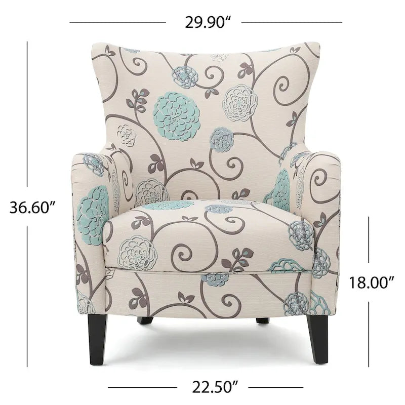 Modern Retro 30.25 High Back Upholstered Arm Chair with Wood Legs for Living Room – Image 5