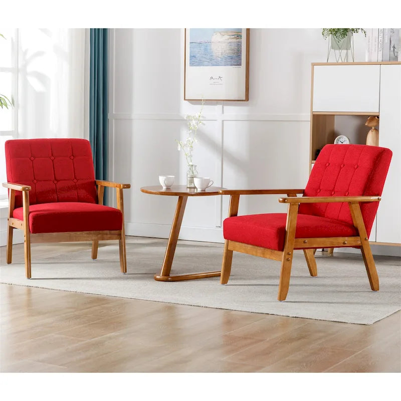 Mid Century Modern Accent Chairs Set of 2 with Side Table – Image 9