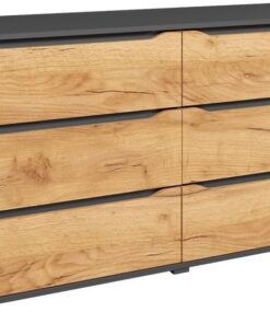 Vicco Commode Ruben, Chêne doré/Anthracite, 48x77.6cm avec tiroirs
