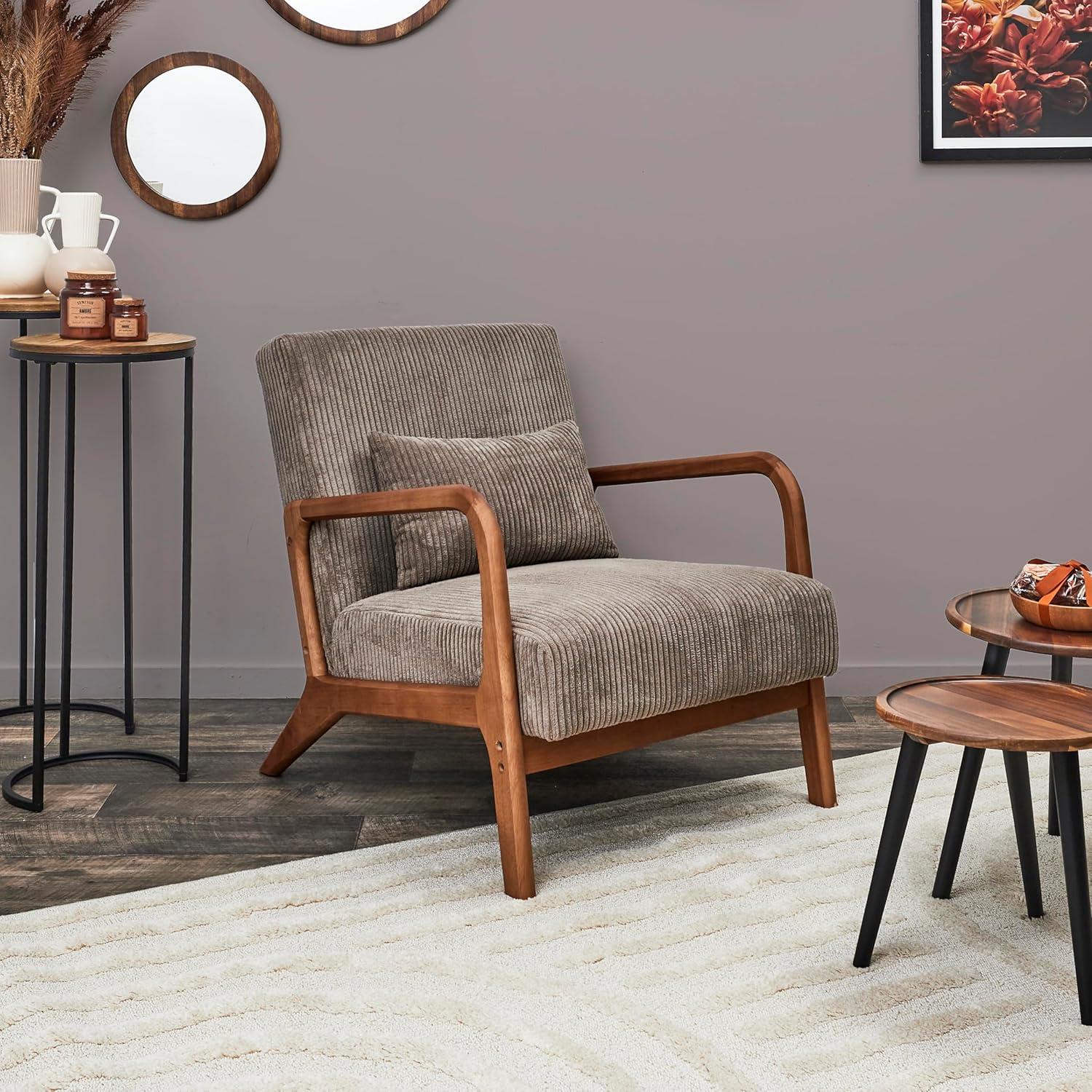 HOME DECO FACTORY, HD0348, Fauteuil Salon Cotele Scott Taupe, Softness, Mobilier, Assise, canapé et Fauteuil, 64,5x75x83,5 cm, Hauteur Assise 43 cm, Taupe – Image 10