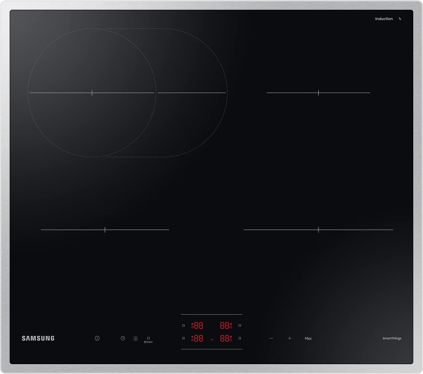 Plaque à induction autonome NZ64B4015HK/U1 , 60 cm, vitrocéramique, Wide Induction, SmartThings Cooking, touches tactiles avec curseur