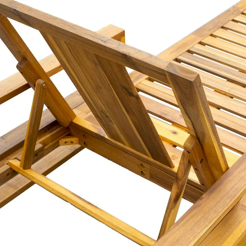 Wood Adjustable Backrest Outdoor Lounge Chair, Suitable for Gardens, Terraces and Poolside Areas – Image 10