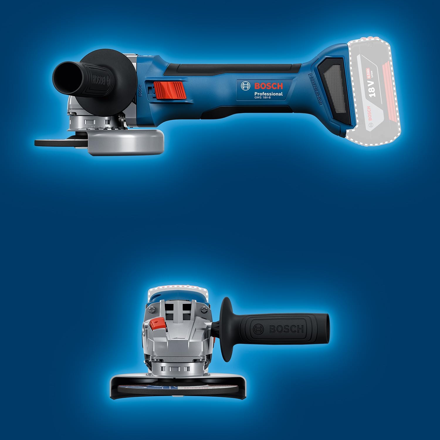 Bosch Professional 18V System meuleuse angulaire sans-fil GWS 18V-8 (diamètre de disque 125 mm, avec 2 batteries GBA 5,0 Ah, chargeur GAL 18V-40, L-BOXX) – Image 7