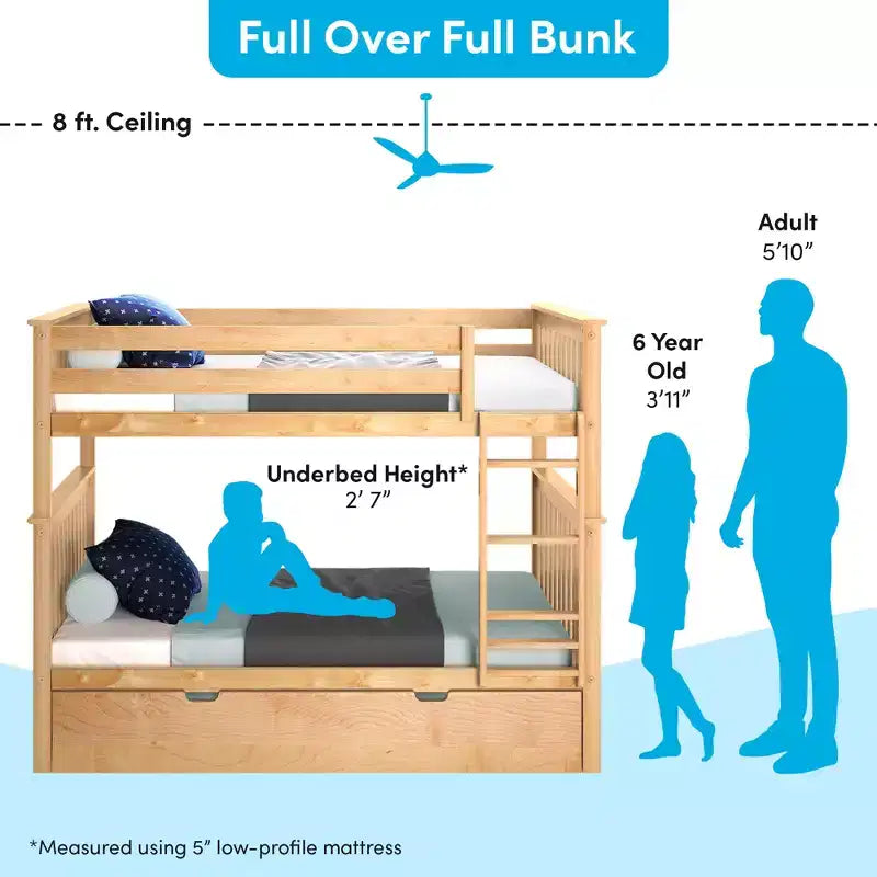 Max & Lily Full over Full Bunk Bed with Trundle Bed – Image 14