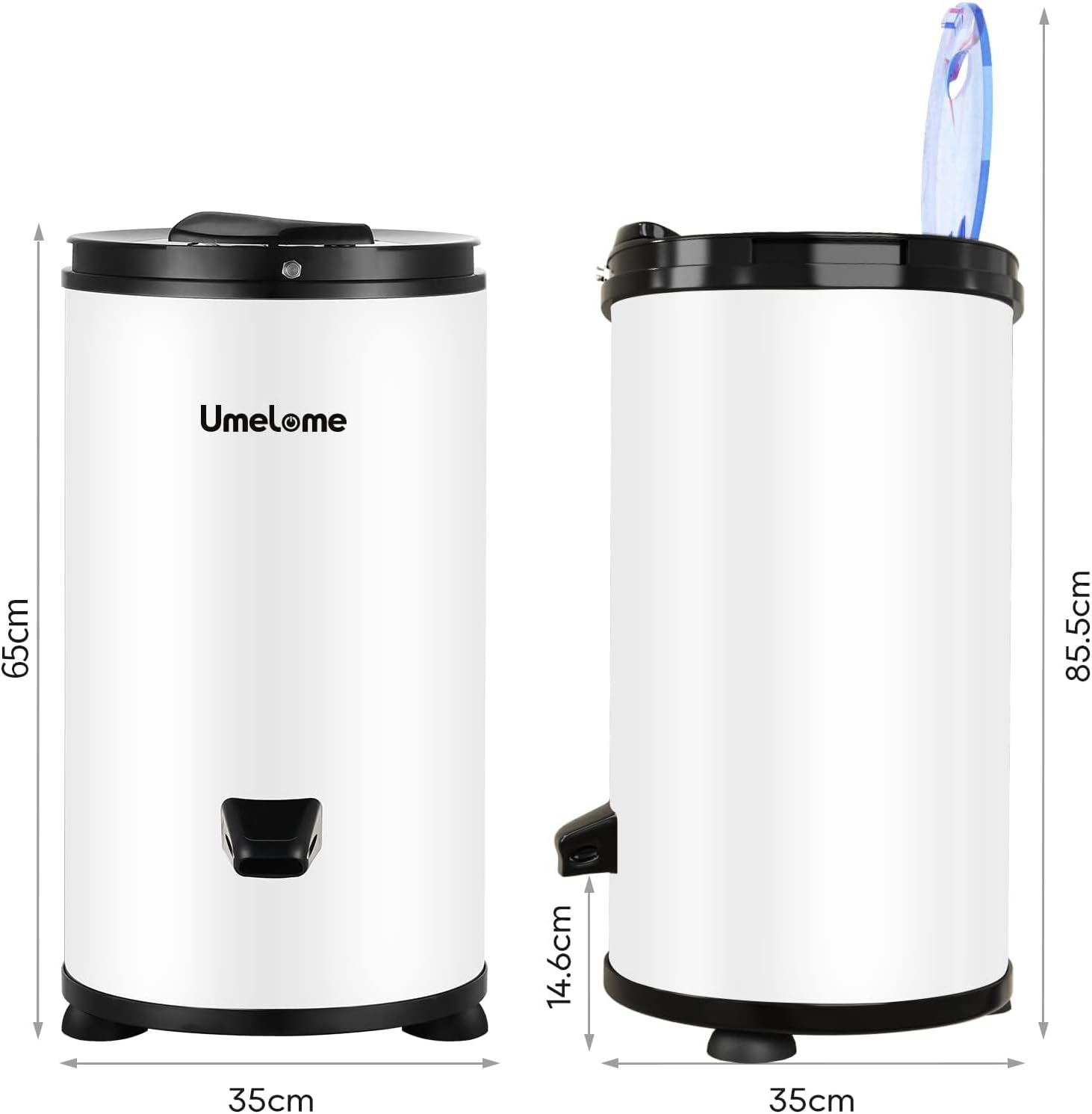 Umelome Essoreuse grande capacité 6 kg Séchoir rotatif 2800 tr/min Spin Dryer énergétique et économie d'énergie Blanc – Image 4