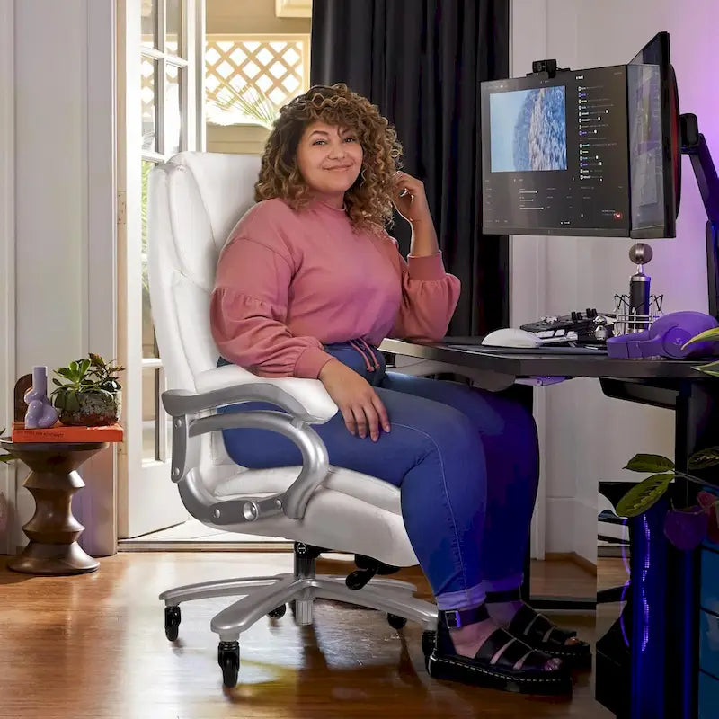 Bossin Big and Tall Executive Office Chair,500LBS Adjustable Lumbar Support Ergonomic Chair with High Back PU Leather Computer – Image 19