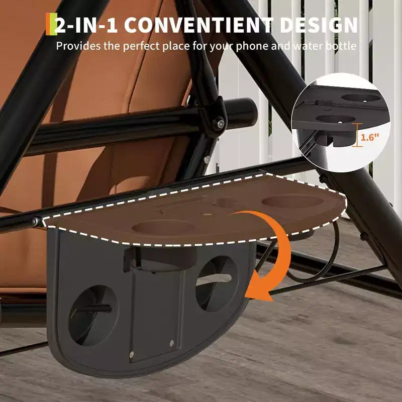 Coolmee 3 Seat Outdoor Porch Swing, 2-in-1 Patio Swing Chair with Thickened Removable Cushions, Weather Resistant Steel Frame for Backyard, Garden – Image 10