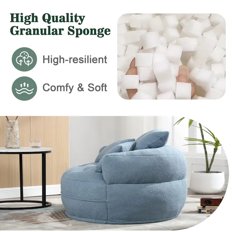 Round Lazy Sofa Chair – White/Blue/Grey/Yellow/Orange/Rose Red/Navy/Green, Single & Couple Seat – Image 21