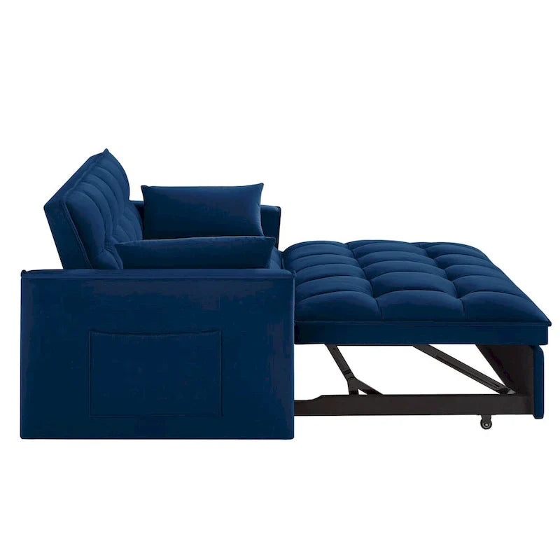 4 in1 Loveseat Sofa Bed with Armrests & Storage Pockets, Multi-Function Tufted Pull-out Sofa Bed with Adjustable Backrest – Image 16