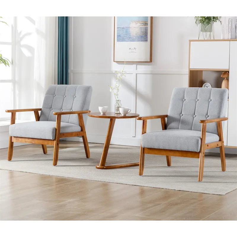 Mid Century Modern Accent Chairs Set of 2 with Side Table – Image 37