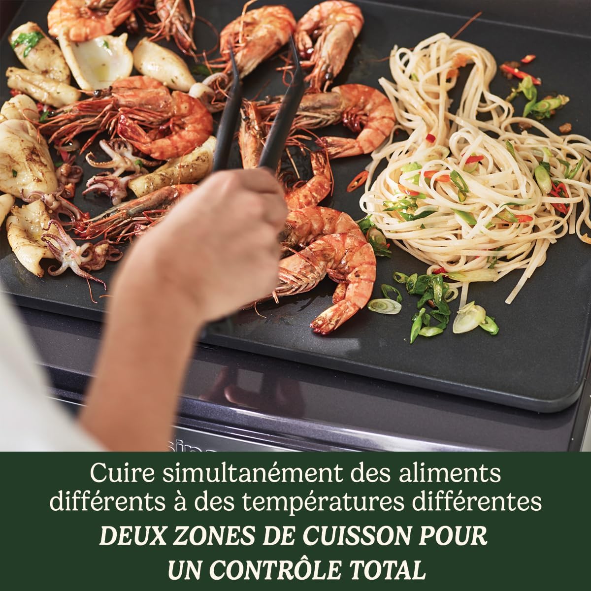 Cuisinart Plancha Entertaining Gril - Grande Plancha Electrique, Plaque de Cuisson Teppanyaki pour la maison - Plaque amovible non adhérente, Deux zones de température allant jusqu'à 260C – Image 4