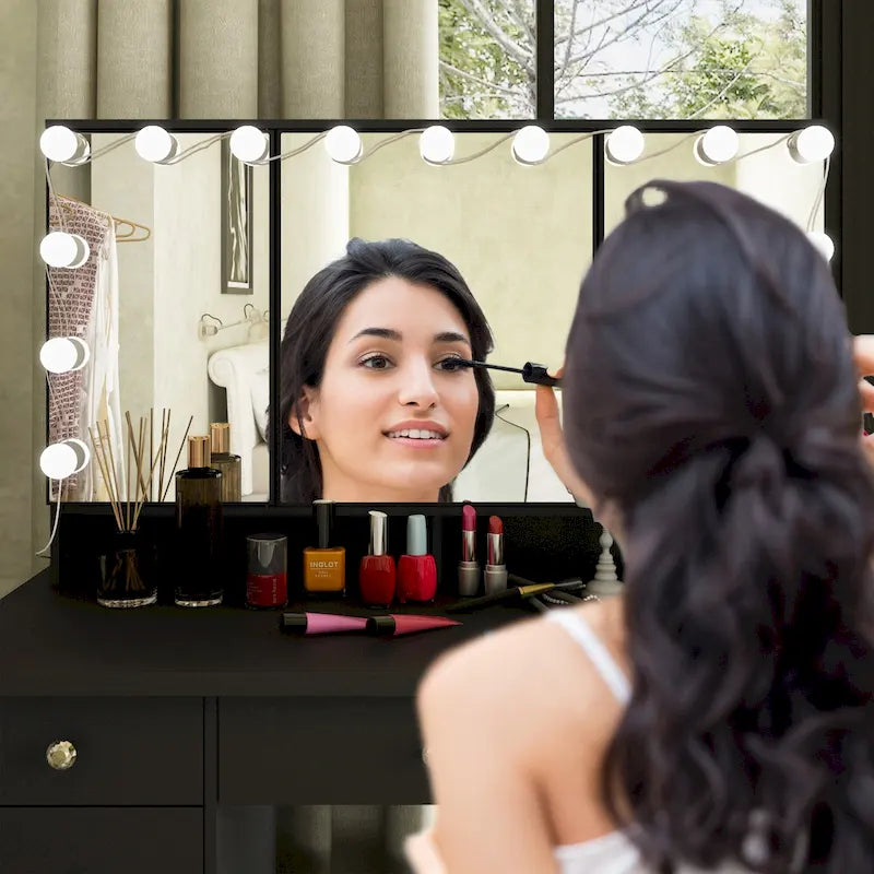 Luxurious LED Makeup Vanity with 9 Drawers Elegant Makeup Station – Image 22