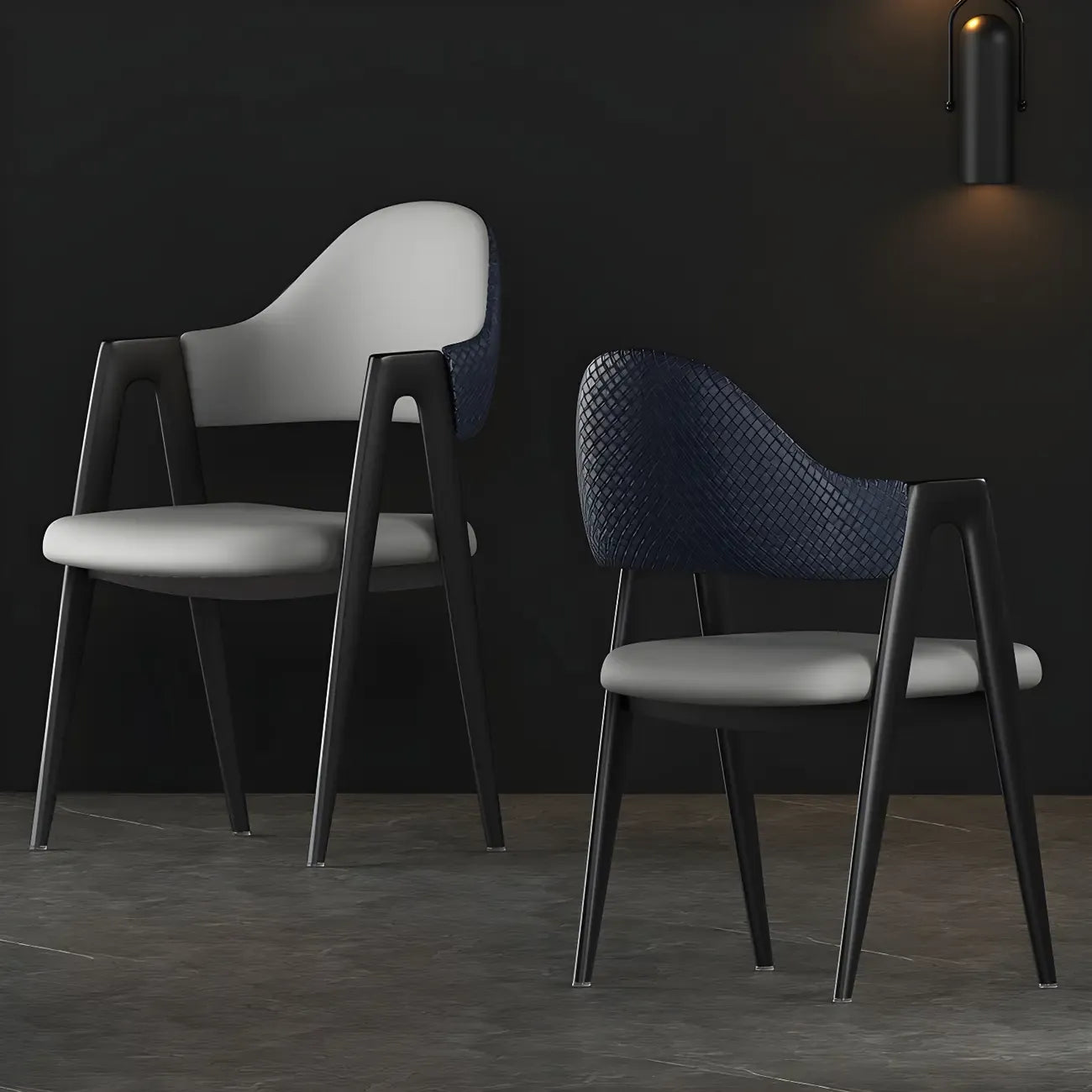 Modern Leather Curved Open Back Arm Dining Chair – Image 24