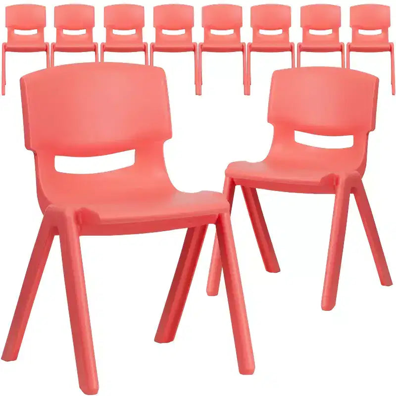 Flash Furniture 10 Pack Plastic Stackable School Chair with 13.25 Seat Height – Image 4