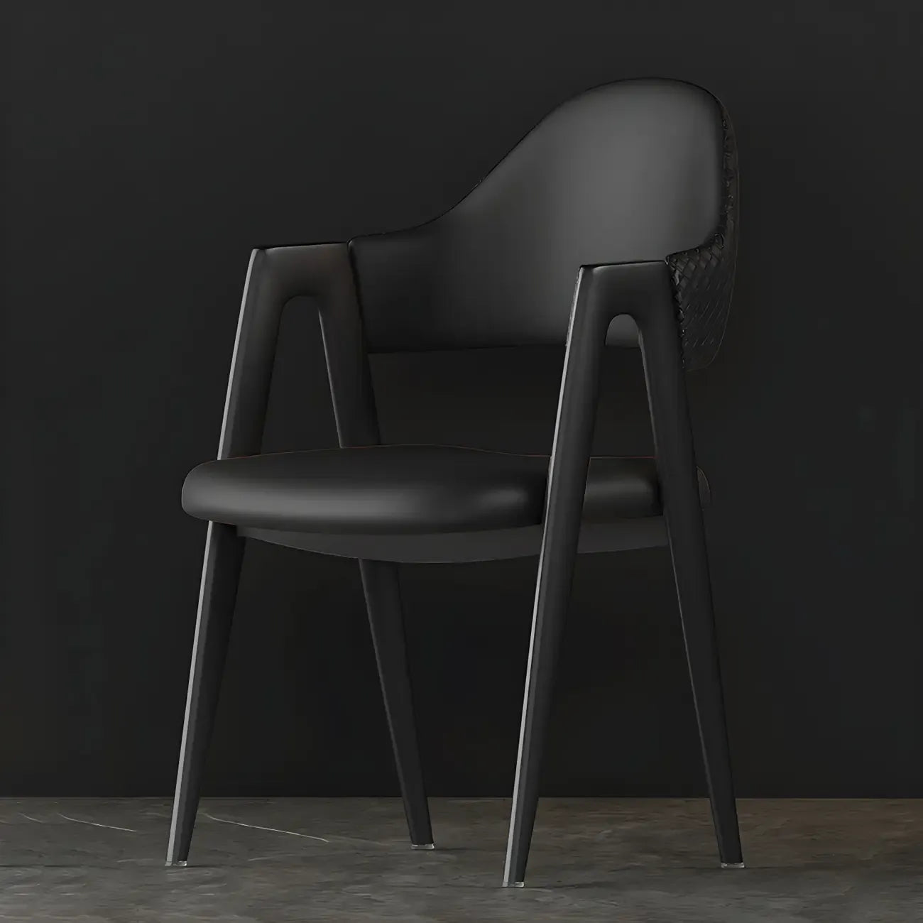 Modern Leather Curved Open Back Arm Dining Chair – Image 6