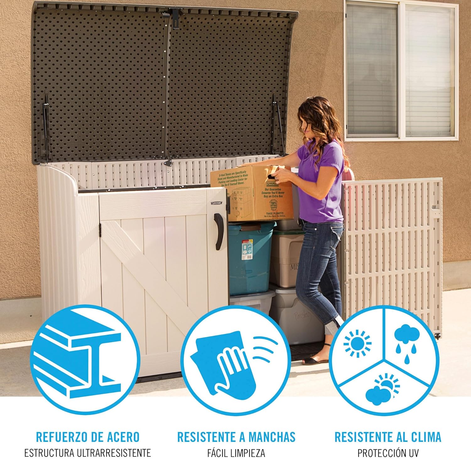 Lifetime Coffre de Rangement extérieur Tan 191,1 x 107,3 x 132,2 cm – Image 4