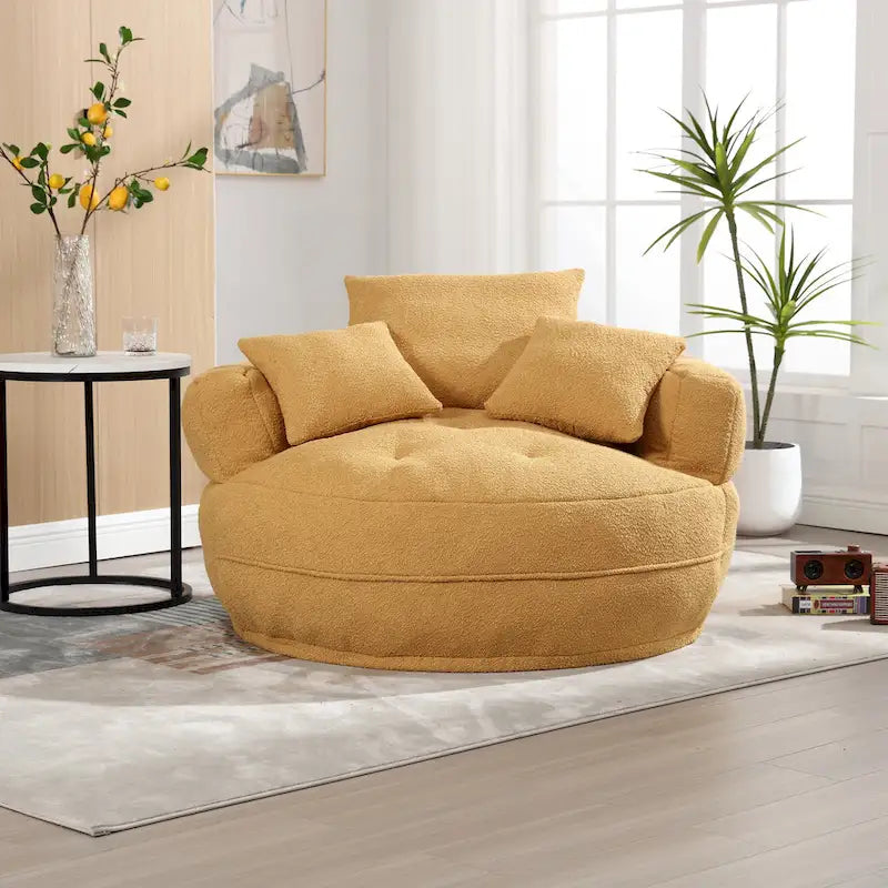 Round Lazy Sofa Chair – White/Blue/Grey/Yellow/Orange/Rose Red/Navy/Green, Single & Couple Seat – Image 31