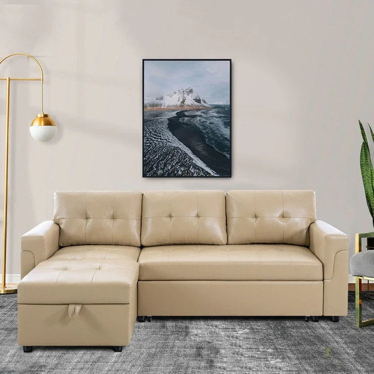 Convertible Reversible Sectional Sofa with Pull-Out Sleeper Bed, Hidden Storage Chaise, and Durable Legs – Image 18