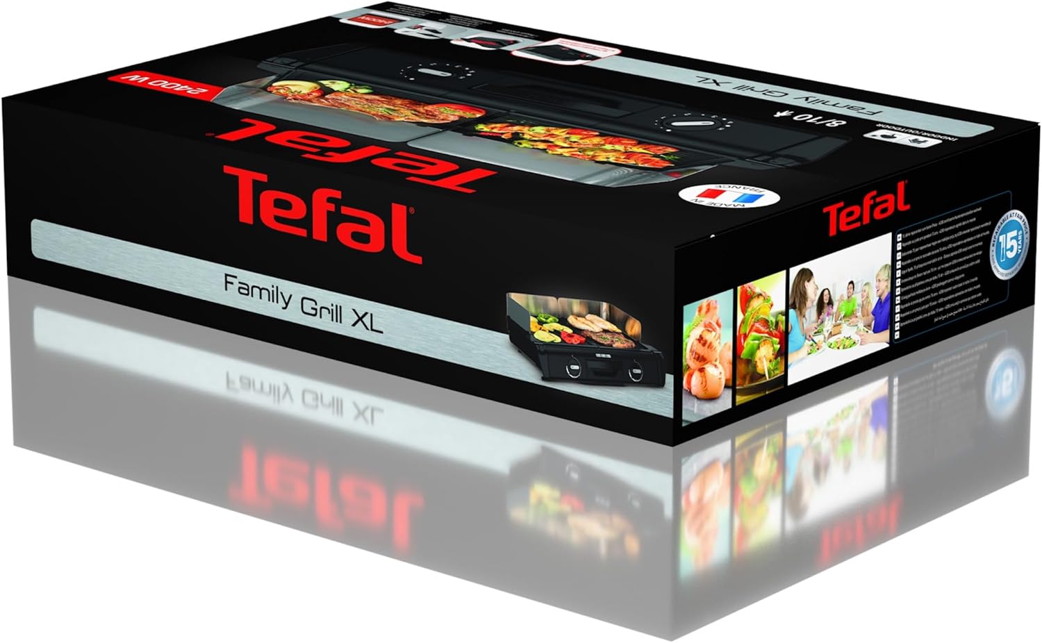 Tefal Barbecue électrique XL Family Grill 2400W avec 2 thermostats réglables, Usage extérieur et intérieur, 2 surfaces de cuisson compatibles lave vaiselle TG800N10 – Image 10