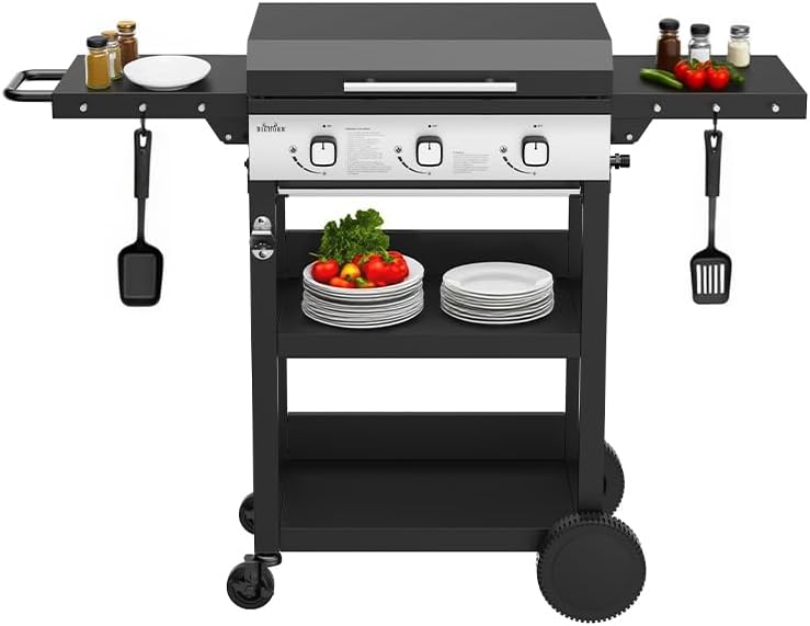 BIGHORN Plancha gaz de 3 brûleurs avec chariot et couvercle;7.2kw – Image 11