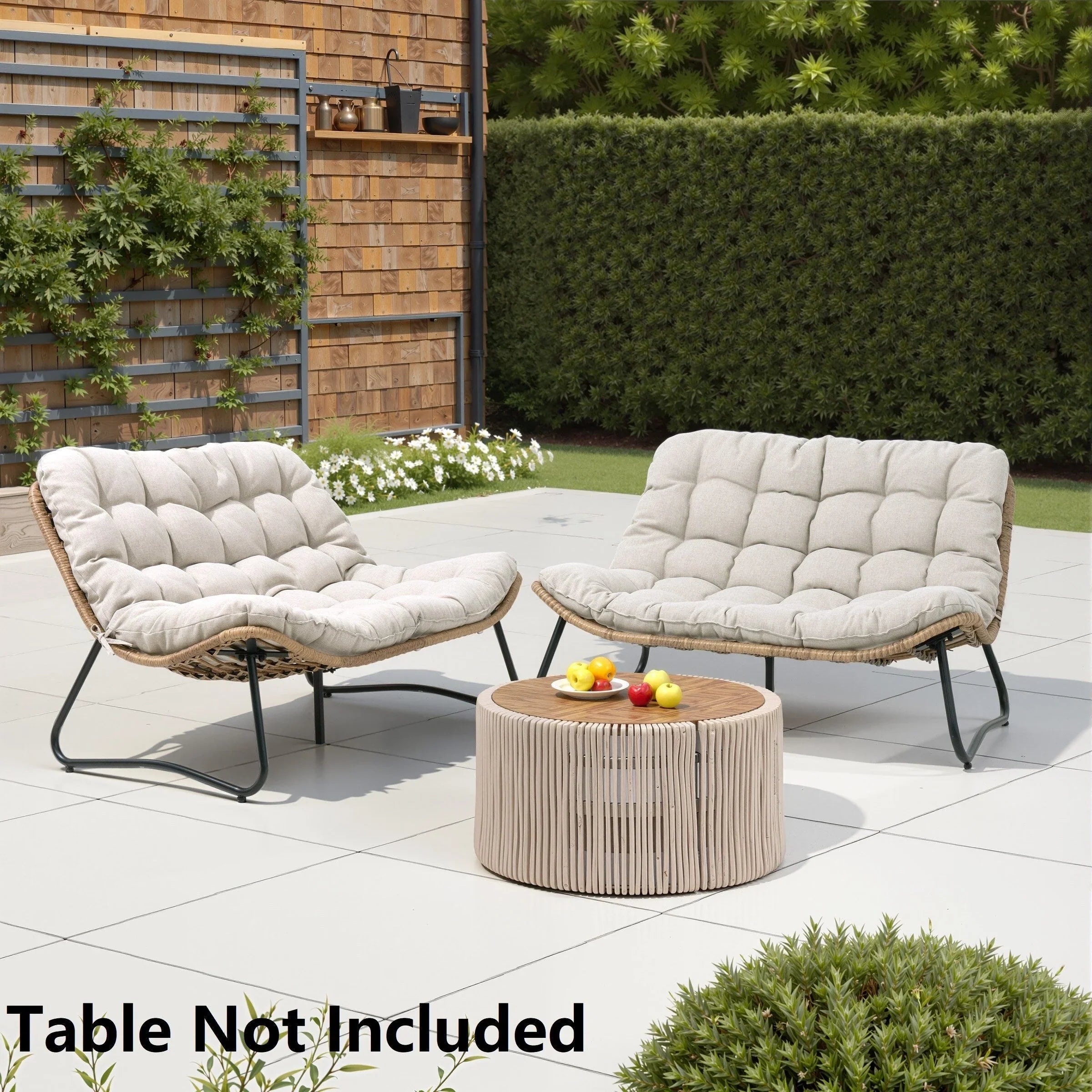 Double Papasan Chair Loveseat with Cushion, All-weather PE Rattan and Metal Frame for Indoor Outdoor – Image 23