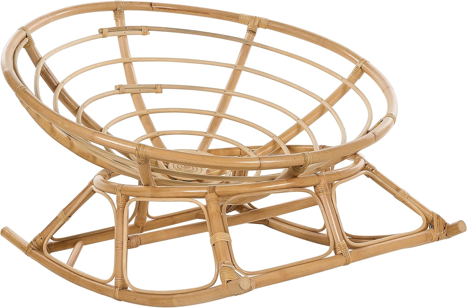 Beliani Fauteuil à Bascule Rond en Rotin Ton Naturel et Beige Clair Empilable Orvieto – Image 6