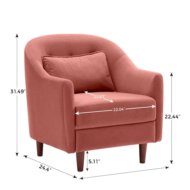 28.34W Set Of 2 Accent Armchair, Velvet Barrel Chair with Solid Wood Legs – Image 13