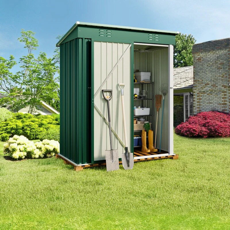 Outdoor Storage Metal Shed Garden Tool Shed with Lockable Door for Patio Furniture and Tools – Image 14