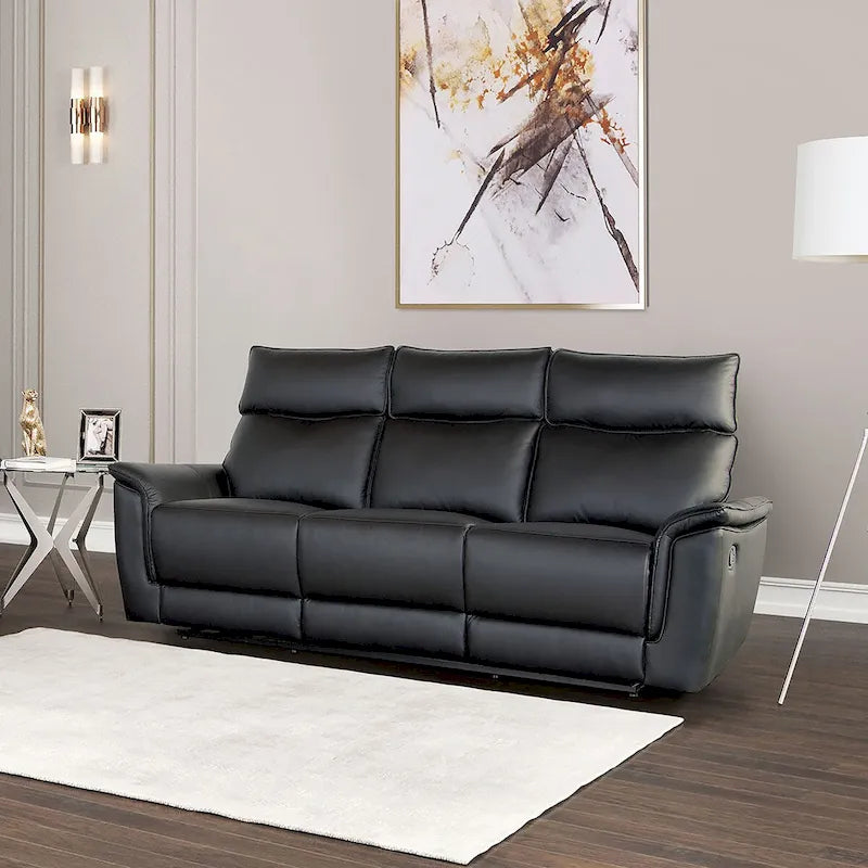 Furniture of America Marty Modern Leather Match Manual Reclining Sofa with Flared Padded Arms – Image 3