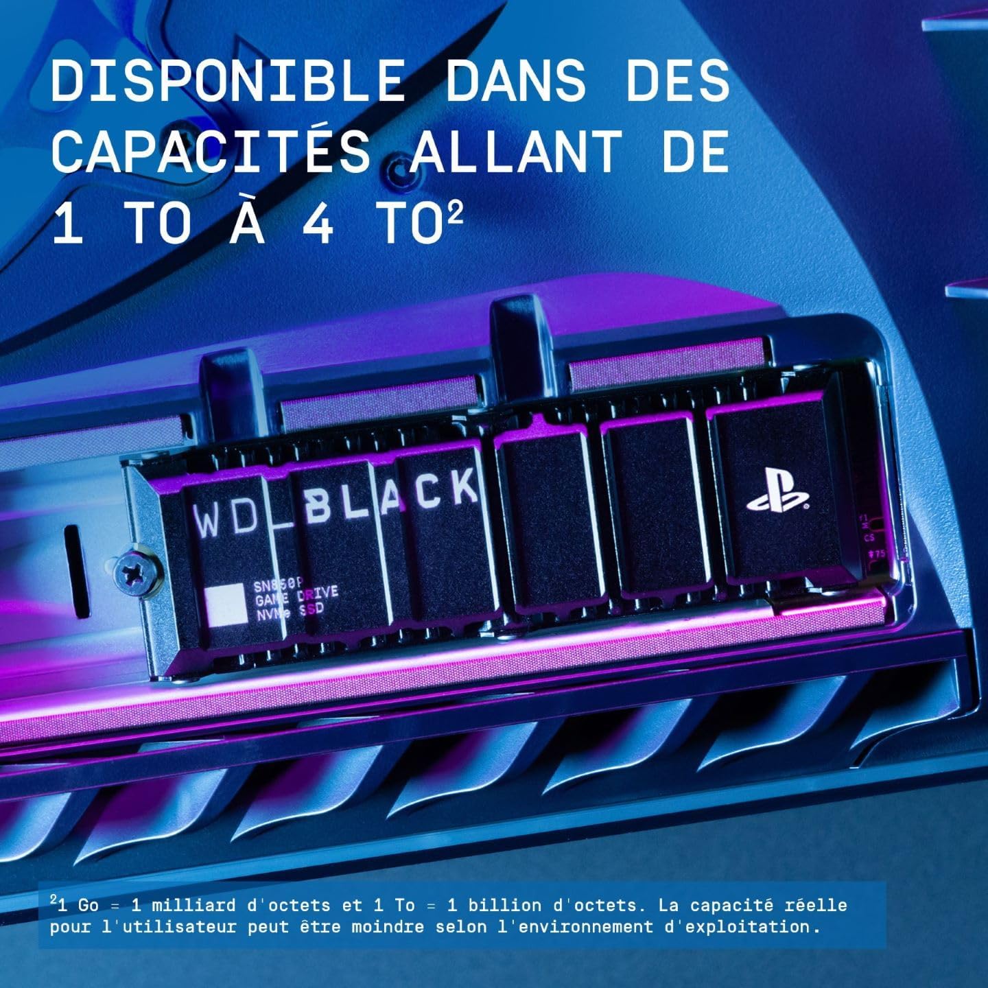 WD_BLACK SN850P 2 To PS5 SSD, Disque SSD interne, Lecture jusqu'à 7300 Mo/s, M.2 2280 PCIe NVMe, Carte d'extension PS5, Officielle pour et PS5 Consoles, avec dissipateur Thermique, Noir – Image 4